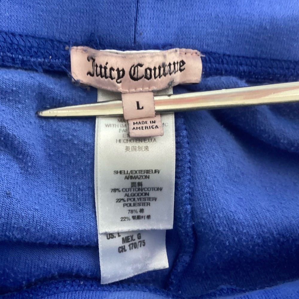 Juicy Couture Blue Velour Wide Leg Track Pants USA Lg - Picture 6 of 8
